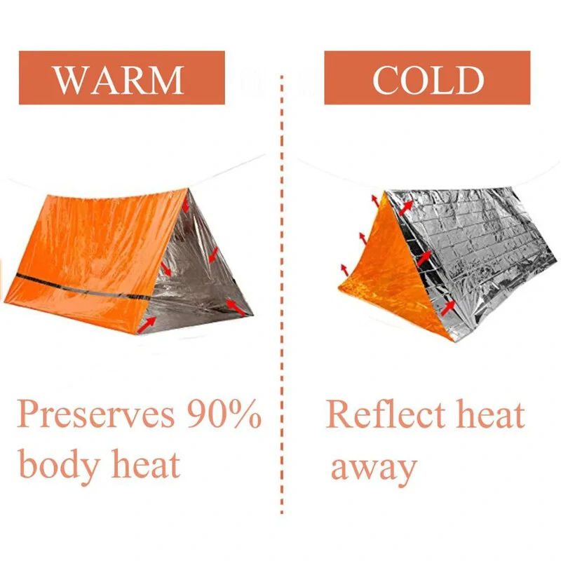 (image for) 2 Person Emergency Shelter Bivy Survival Tent Kit Mylar Tube Tent Sleeping Bag Waterproof Outdoor SOS Thermal Blanket Reusable
