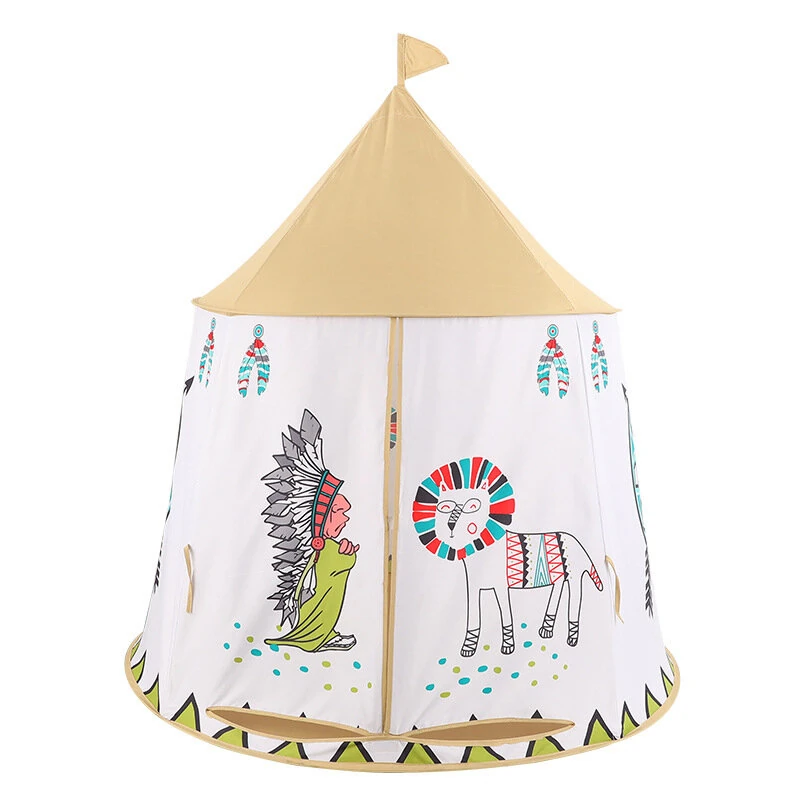 (image for) IPRee Indian Portable Play Kids Tent Indian Tent Yurt Children Indoor Outdoor Ocean Ball Pool Game Tent Castle Room House Toy
