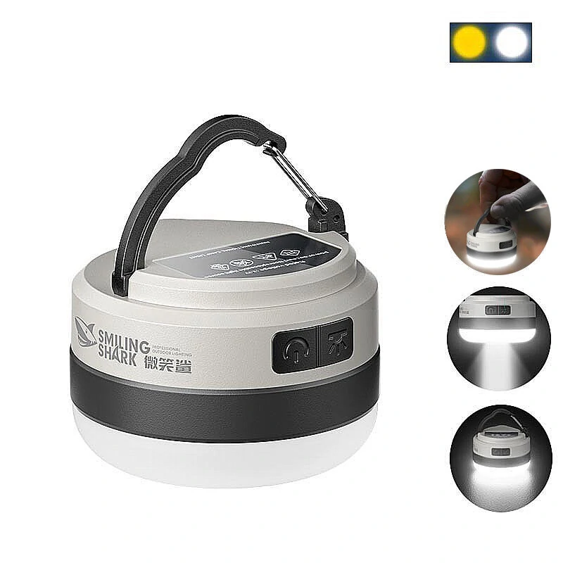 SMILING SHARK Multifunctional Portable Adjustable Lantern Outdoor Camping Tent Light Rechargeable Emergency Lighting (image for) SMILING SHARK Multifunctional Portable Adjustable Lantern Outdoor Camping Tent Light Rechargeable Emergency Lighting